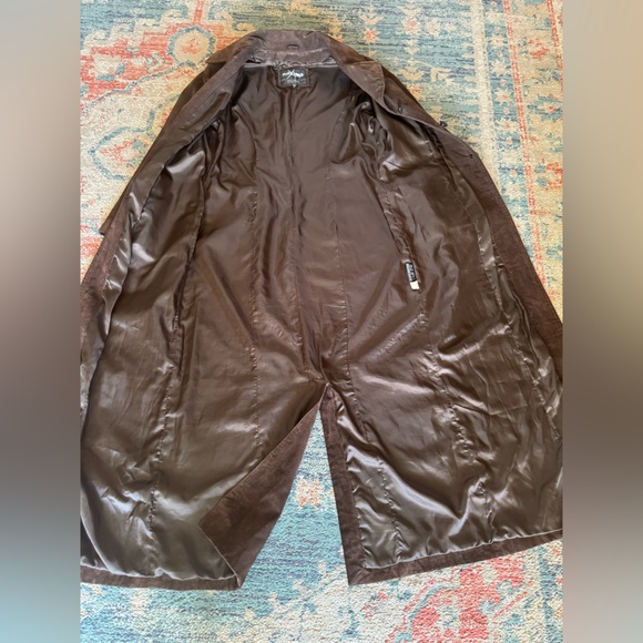 Vintage suede leather long coat trench - Picture 4 of 8